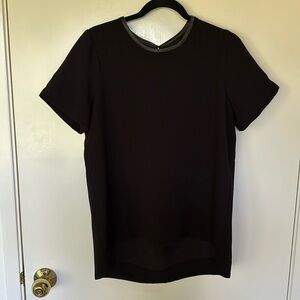 Madewell, short sleeve swing top with leather trim, new with tags, size M